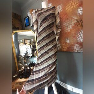 Zara Nwt Elegant Plaid Tulle Maxi Dress